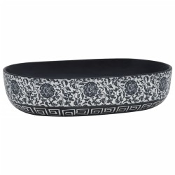 vidaXL Lavabo sobre encimera ovalado cerámica negro y azul 59x40x14 cm