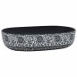 vidaXL Lavabo sobre encimera ovalado cerámica negro y azul 59x40x14 cm vidaXL Lavabo sobre encimera ovalado cerámica negro y azul 59x40x14 cm