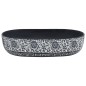 vidaXL Lavabo sobre encimera ovalado cerámica negro y azul 59x40x14 cm vidaXL Lavabo sobre encimera ovalado cerámica negro y azul 59x40x14 cm