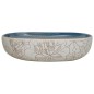 vidaXL Lavabo sobre encimera ovalado cerámica arena y azul 59x40x14 cm