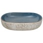 vidaXL Lavabo sobre encimera ovalado cerámica arena y azul 59x40x14 cm