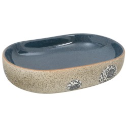 vidaXL Lavabo sobre encimera ovalado arena y azul cerámica 59x40x14 cm