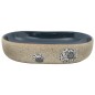 vidaXL Lavabo sobre encimera ovalado arena y azul cerámica 59x40x14 cm vidaXL Lavabo sobre encimera ovalado arena y azul cerámica 59x40x14 cm