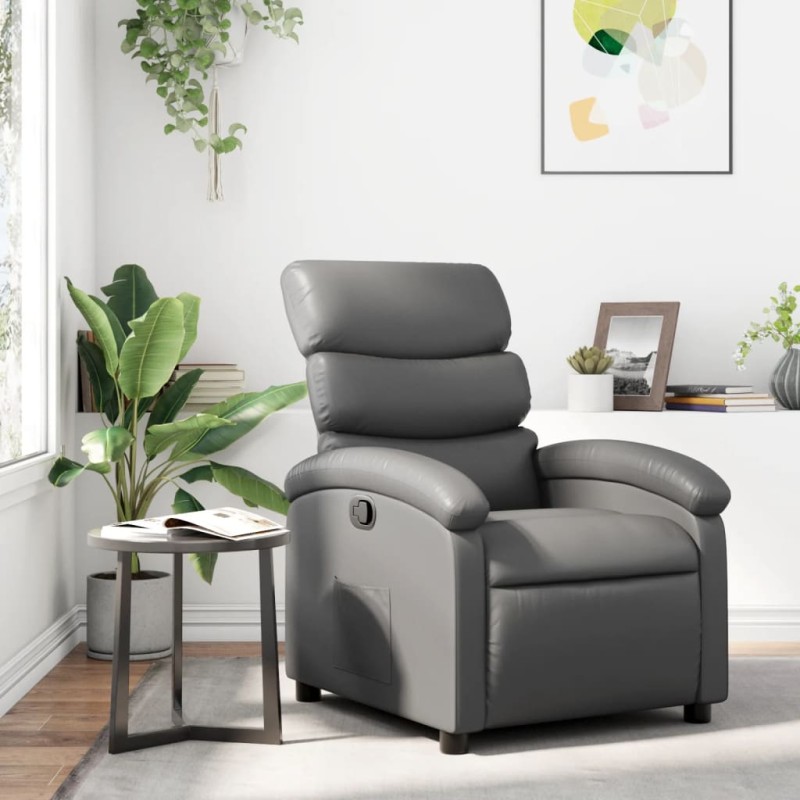 vidaXL Sillón reclinable de cuero sintético gris vidaXL Sillón reclinable de cuero sintético gris