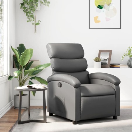 vidaXL Sillón reclinable de cuero sintético gris