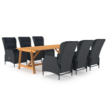 vidaXL Juego de comedor para jardín de 7 piezas gris oscuro