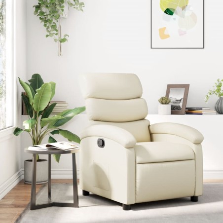 vidaXL Sillón reclinable de cuero sintético crema