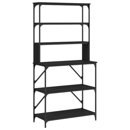 vidaXL Estantería cocina 6 niveles madera ingeniería negro 90x40x180cm