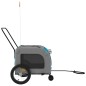 vidaXL Remolque de bicicleta mascotas hierro tela Oxford azul gris