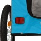 vidaXL Remolque de bicicleta mascotas hierro tela Oxford azul gris