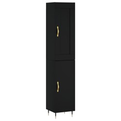 vidaXL Aparador de madera contrachapada negro 34,5x34x180 cm