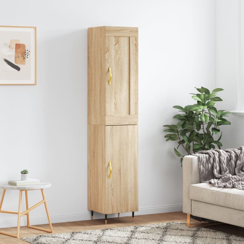 vidaXL Aparador de madera contrachapada roble Sonoma 34,5x34x180 cm vidaXL Aparador de madera contrachapada roble Sonoma 34,5x34x180 cm