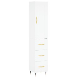 vidaXL Aparador alto madera contrachapada blanco 34,5x34x180 cm