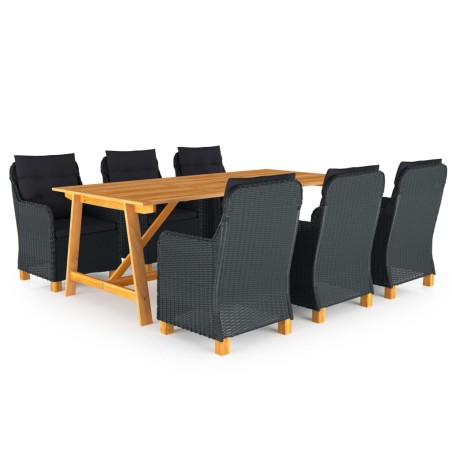 vidaXL Juego de comedor de jardín 7 piezas gris oscuro