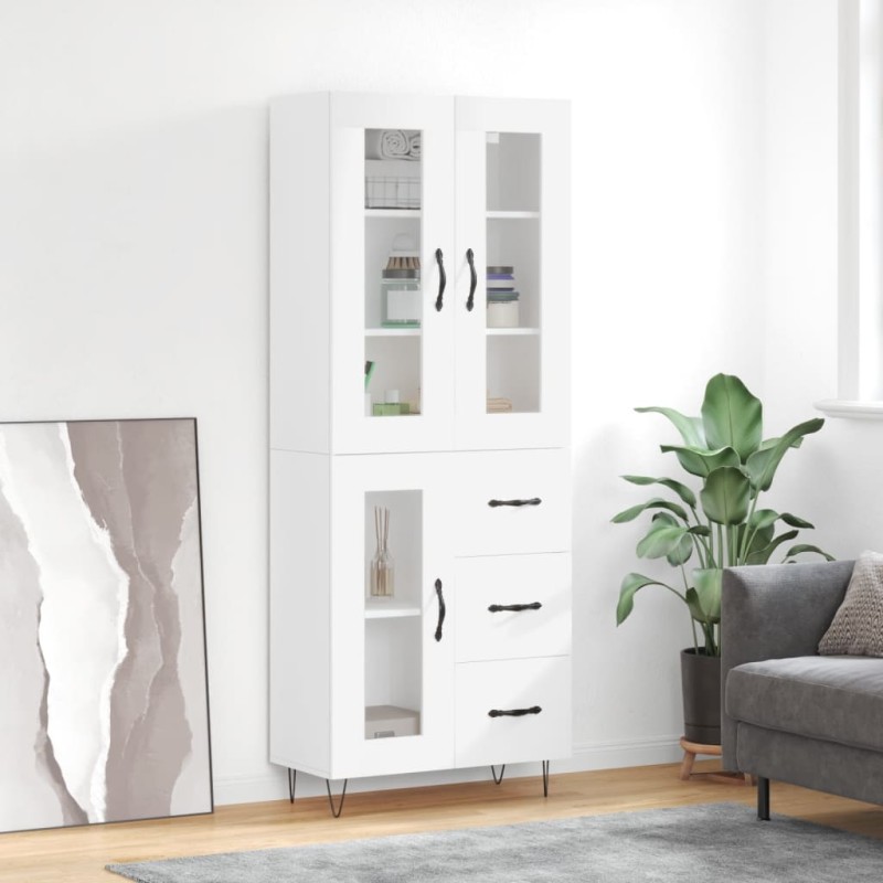 vidaXL Aparador alto madera contrachapada blanco 69,5x34x180 cm vidaXL Aparador alto madera contrachapada blanco 69,5x34x180 cm