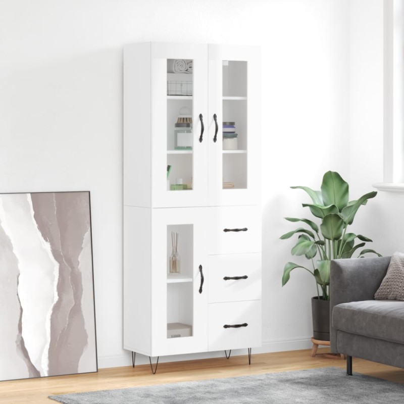 vidaXL Aparador alto madera contrachapada blanco brillo 69,5x34x180 cm vidaXL Aparador alto madera contrachapada blanco brillo 69,5x34x180 cm