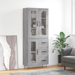 vidaXL Aparador alto madera contrachapada gris sonoma 69,5x34x180 cm