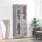vidaXL Aparador alto madera contrachapada gris sonoma 69,5x34x180 cm