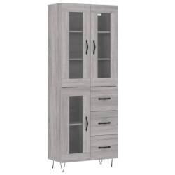 vidaXL Aparador alto madera contrachapada gris sonoma 69,5x34x180 cm