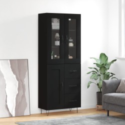 vidaXL Aparador alto madera contrachapada negro 69,5x34x180 cm