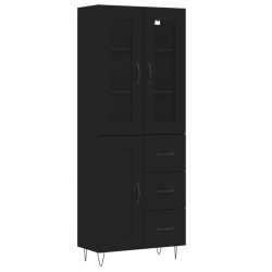 vidaXL Aparador alto madera contrachapada negro 69,5x34x180 cm
