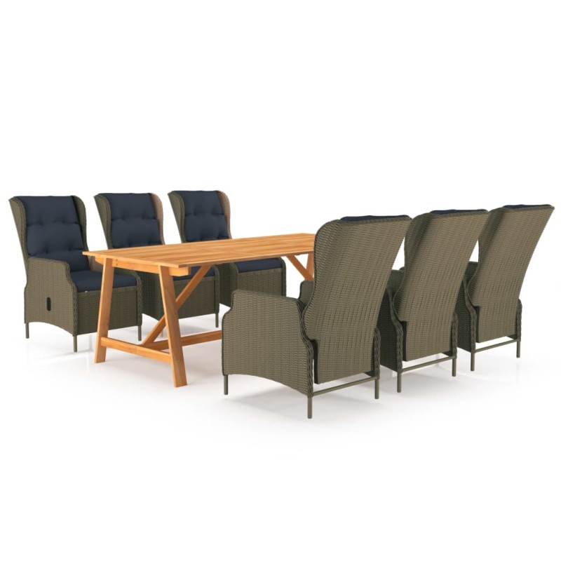vidaXL Juego de comedor de jardín 7 piezas marrón vidaXL Juego de comedor de jardín 7 piezas marrón