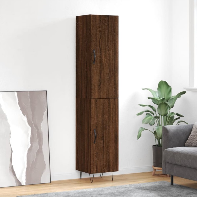 vidaXL Aparador alto madera contrachapada roble marrón 34,5x34x180 cm vidaXL Aparador alto madera contrachapada roble marrón 34,5x34x180 cm