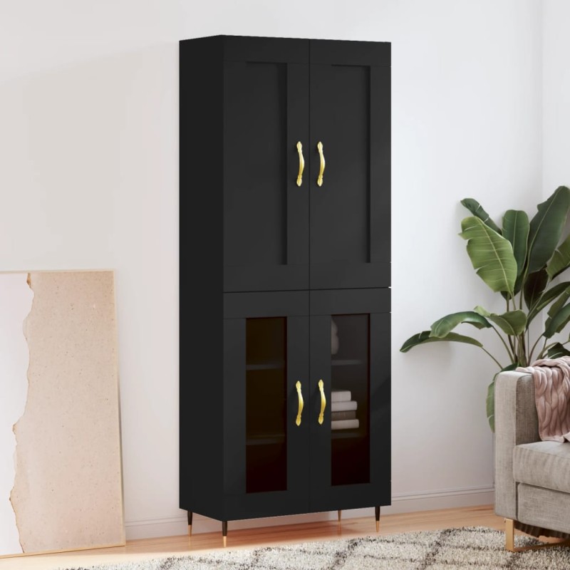 vidaXL Aparador alto madera contrachapada negro 69,5x34x180 cm vidaXL Aparador alto madera contrachapada negro 69,5x34x180 cm