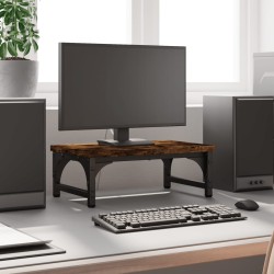 vidaXL Soporte de pantalla madera ingeniería roble ahumado 37x23x14 cm