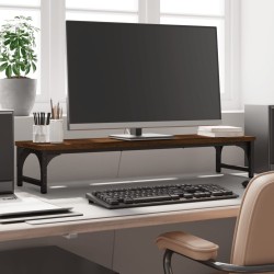 vidaXL Soporte de pantalla madera ingeniería marrón roble 85x23x15,5cm