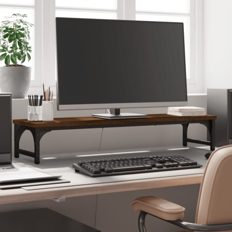 vidaXL Soporte de pantalla madera ingeniería marrón roble 85x23x15,5cm