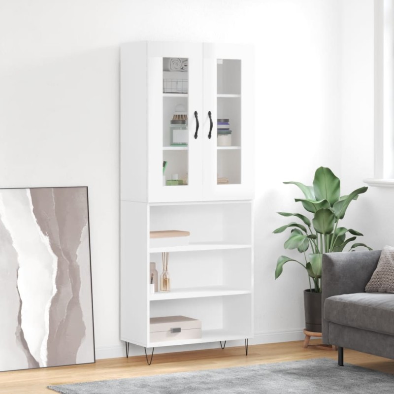 vidaXL Aparador alto madera contrachapada blanco brillo 69,5x34x180 cm vidaXL Aparador alto madera contrachapada blanco brillo 69,5x34x180 cm