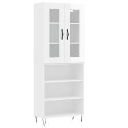 vidaXL Aparador alto madera contrachapada blanco brillo 69,5x34x180 cm