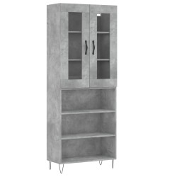 vidaXL Aparador alto madera contrachapada gris hormigón 69,5x34x180 cm