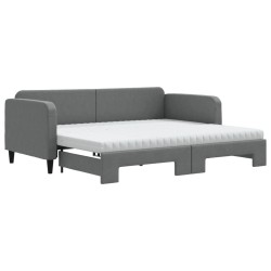 vidaXL Sofá cama nido con colchón tela gris oscuro 90x200 cm