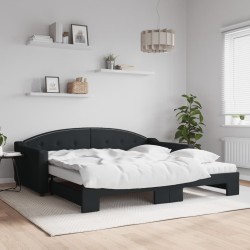 vidaXL Sofá cama nido con colchón tela negro 100x200 cm