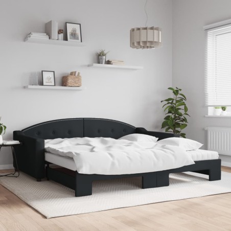 vidaXL Sofá cama nido con colchón tela negro 100x200 cm