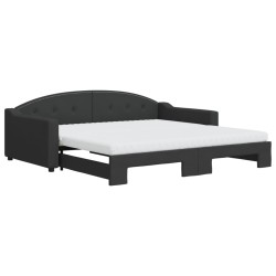 vidaXL Sofá cama nido con colchón tela negro 100x200 cm