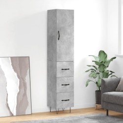 vidaXL Aparador de madera contrachapada gris hormigón 34,5x34x180 cm