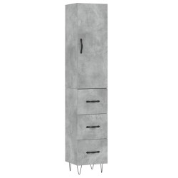 vidaXL Aparador de madera contrachapada gris hormigón 34,5x34x180 cm