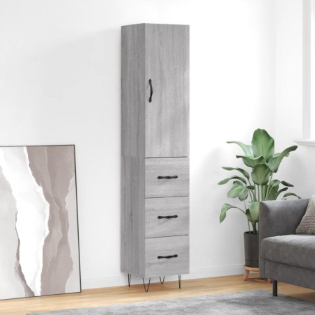 vidaXL Aparador alto madera contrachapada gris Sonoma 34,5x34x180 cm
