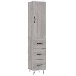 vidaXL Aparador alto madera contrachapada gris Sonoma 34,5x34x180 cm