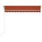 vidaXL Toldo automático LED sensor de viento naranja marrón 350x250 cm vidaXL Toldo automático LED sensor de viento naranja marrón 350x250 cm