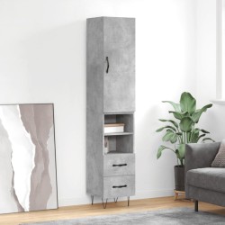 vidaXL Aparador de madera contrachapada gris hormigón 34,5x34x180 cm