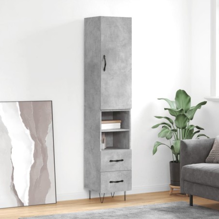 vidaXL Aparador de madera contrachapada gris hormigón 34,5x34x180 cm