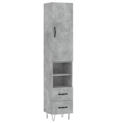 vidaXL Aparador de madera contrachapada gris hormigón 34,5x34x180 cm