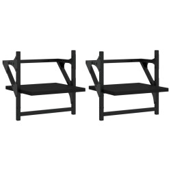 vidaXL Estantes de pared con barras 2 unidades negro 30x25x30 cm