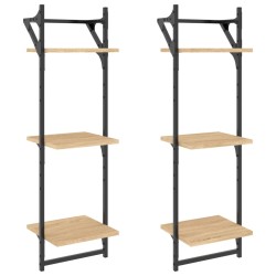 vidaXL Estantes pared 3 niveles barras 2 uds roble Sonoma 30x25x100 cm