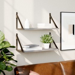 vidaXL Estantes pared 2 uds madera ingeniería gris Sonoma 60x25x25,5cm