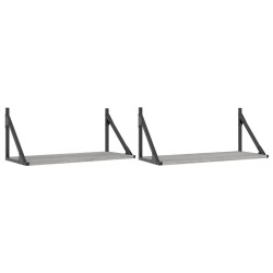 vidaXL Estantes pared 2 uds madera ingeniería gris Sonoma 60x25x25,5cm